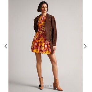 Ted Baker Jacket Tiffniy Oversized Moto in Dark Chocolate Suede